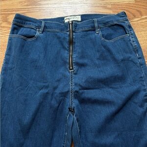 Blue Denim Jeans with Front Zipper